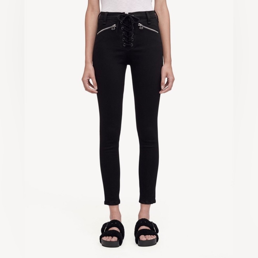Rag and Bone Lace Up Gia Black Jeans